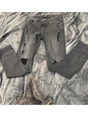 Paige Jeans Gray Distressed Skinny Jeans